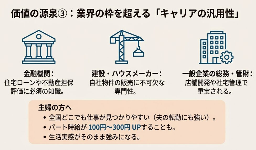 金融、建設、一般企業での宅建の活用法と主婦の再就職へのメリット