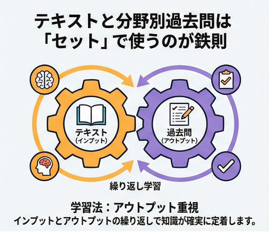 テキストと過去問は同じシリーズのものをセットで購入