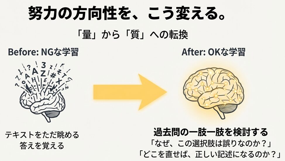 努力の方向性を量から質へ変える図解