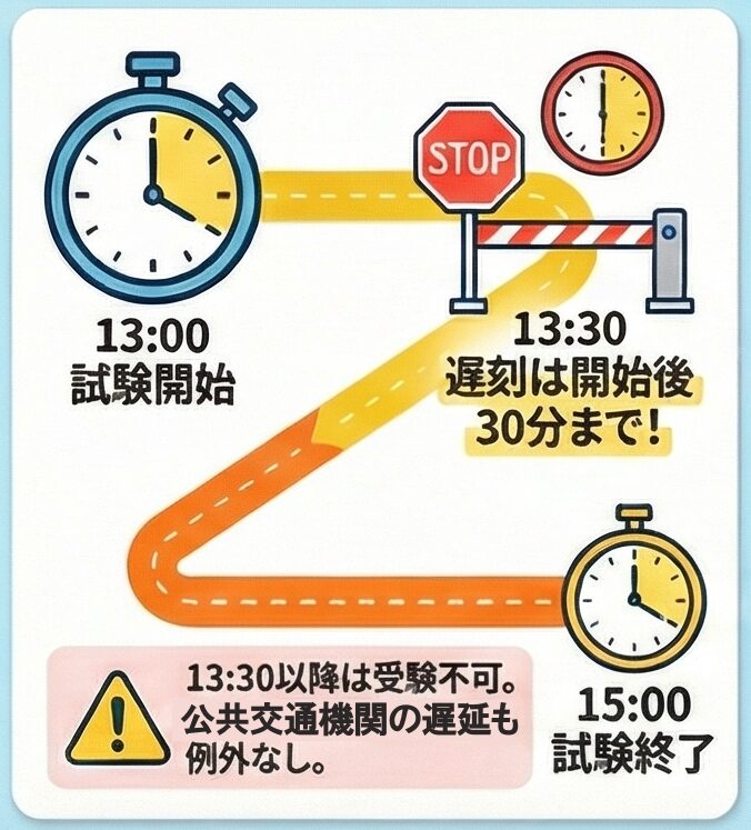 試験開始後の遅刻や入室禁止のルール
