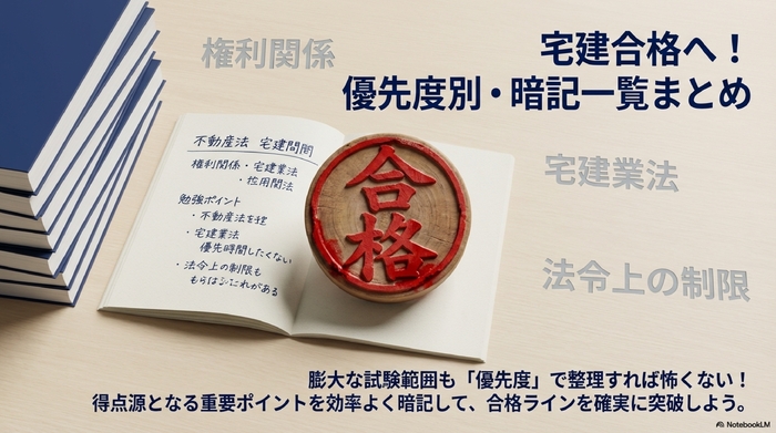 宅建合格へ!優先度別・暗記一覧まとめ