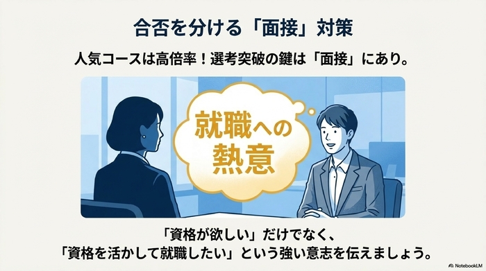 面接官に熱意を持って志望動機を伝える受験者のイラスト