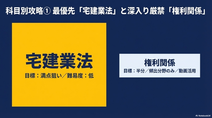科目別攻略① 最優先「宅建業法」と深入り厳禁「権利関係」