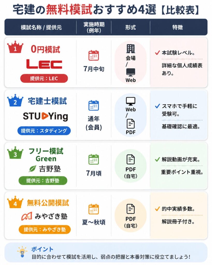 2026年】宅建の無料模試4選｜LEC・スタディングは本当に受けるべき