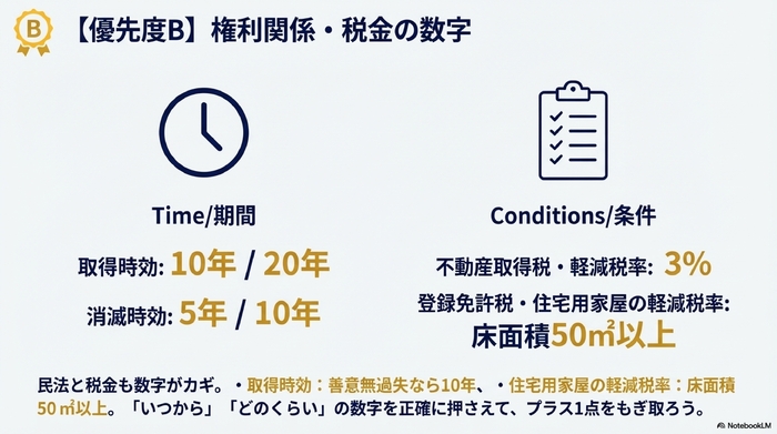 【優先度B】権利関係・税金の数字