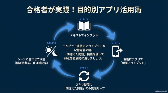 合格者が実践!目的別アプリ活用術