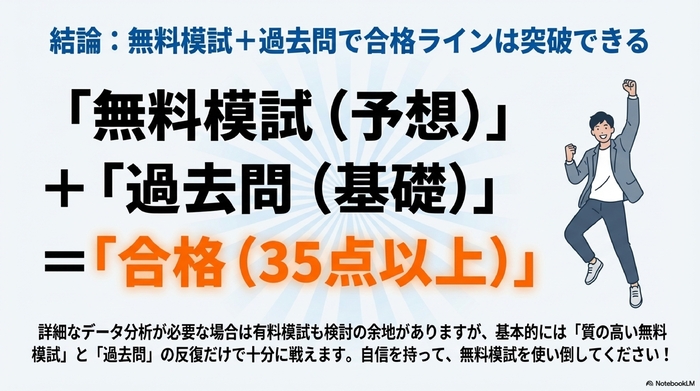 無料模試+過去問で合格ラインは突破できる
